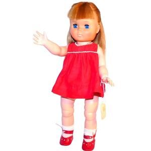 16" Beautiful Vintage Striking Blue Eyed Ginger Frontlet Hair Play Doll EUC